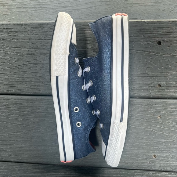 CONVERSE METALLIC BLUE SNEAKERS GIRLS SIZE 3 - Picture 7 of 11